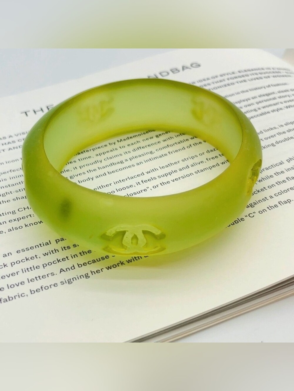 Chanel Coco Mark Resin Green Bangle - Picture 4 of 11